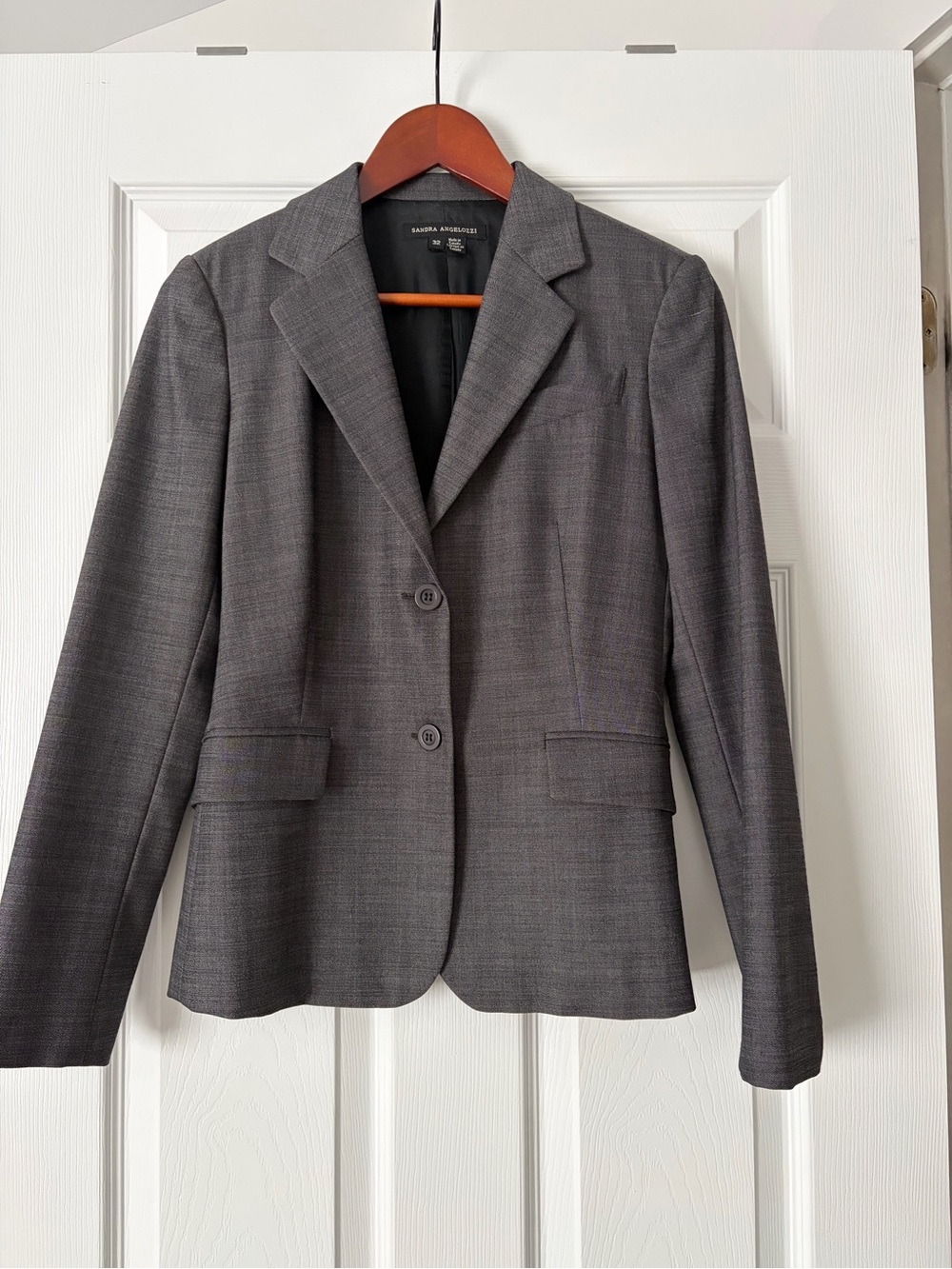 Sandra Angelozzi Women's Charcoal Two-Button Tailored Blazer and skirt